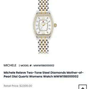 Michele | Accessories | Michele Silver Watch With Gold Crown  display picture 2